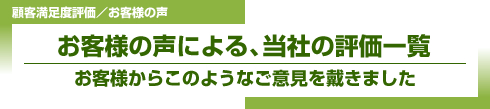 お客様の声による当社の評価一覧